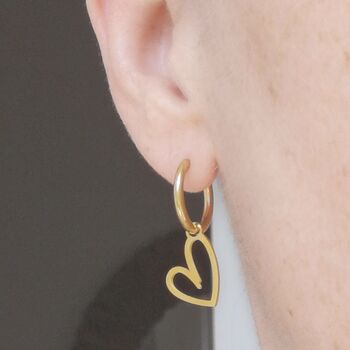 Heart Hoop Earrings In Silver Or Gold Colour, 4 of 9