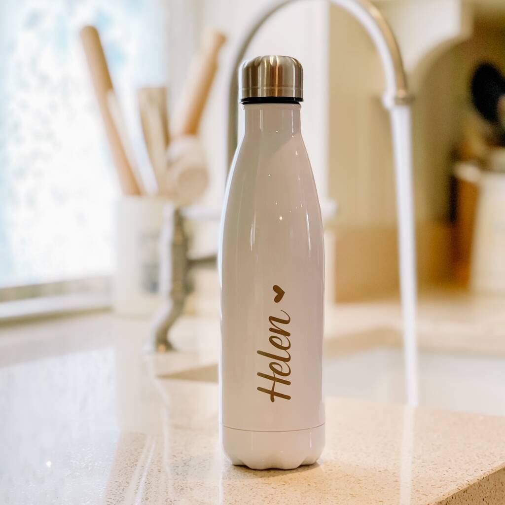 Personalised Luxury Water Bottle With Script Name, 1 of 2