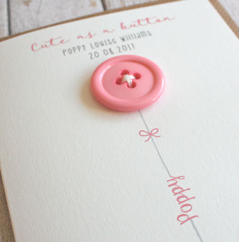 Personalised New Baby Cute As A Button Card, 5 of 5