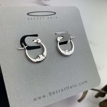 Sterling Silver Crescent Moon Face Hoops, 5 of 9