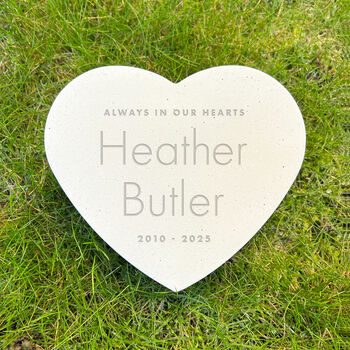 Personalised Modern Engraved Resin Heart Grave Marker, 3 of 5
