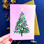 Christmas Tree Gold Foiled Greeting Card, thumbnail 1 of 6