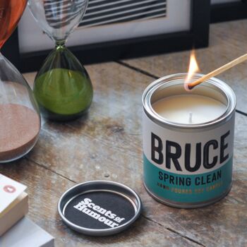 'Bruce Spring Clean' Fresh Cotton Scented Candle, 2 of 8