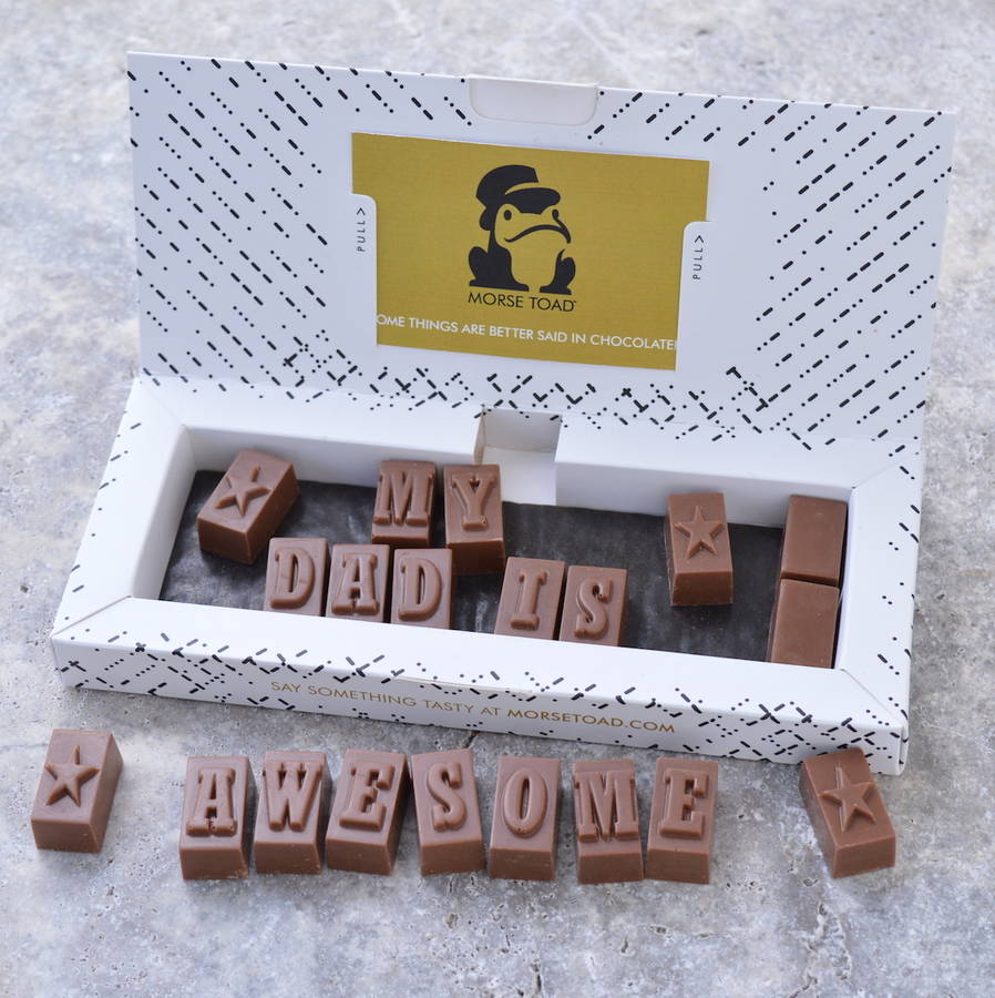 chocolate message for dad by morse toad chocolate messaging
