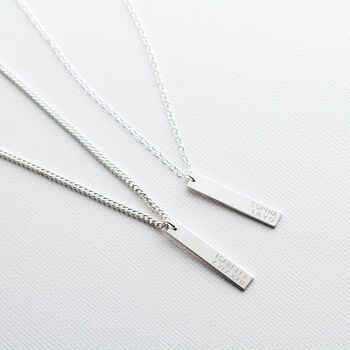 Men's Personalised Vertical Silver Bar Necklace, 2 of 4