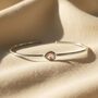 Rose Quartz Emerald October Birthstone Silver Bangle, thumbnail 1 of 5