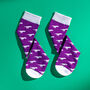 T Rex Purple And White Men's Egyptian Cotton Socks, thumbnail 3 of 4