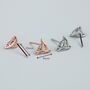 Sterling Silver Abstract Crystal Triangle Stud Earrings, thumbnail 6 of 6