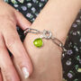 Shiny Peridot August Birthstone Silver Bracelet, thumbnail 2 of 4