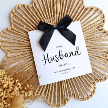 To My Husband On Our Wedding Day Card, Luxury Bow Wedding Card, 2 of 5