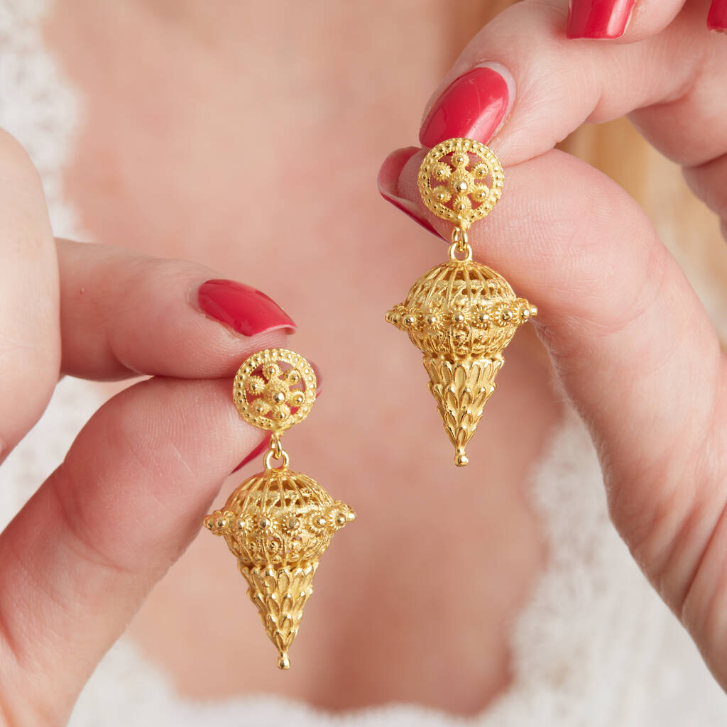 Cone shaped gold on sale earrings