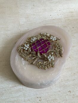Ivory Hand Poured Pink Luxury Oval Resin Clutch, 4 of 10