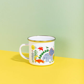 Personalised Children's Dinosaur Enamel Mug, 5 of 11