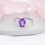 Genuine Amethyst Oval Ring In Sterling Silver, thumbnail 1 of 11
