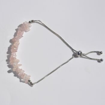 Rose Quartz Crystal Slider Bracelet Silver Plated Chain, 3 of 4