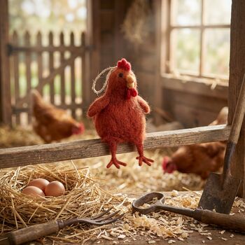 Handmade Felt Belinda The Hen Decoration, 3 of 3