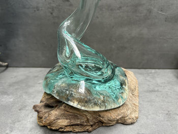 Compact 25cm Molten Glass On Wood Root Vase – Fluted Display, 4 of 12
