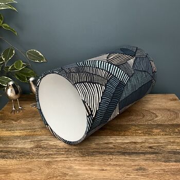 Riviera Blue Geometric Cylinder Lampshades, 7 of 8