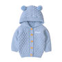 Personalised Blue Knitted Bobble Hooded Cardigan, thumbnail 3 of 9