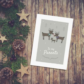 'To My Parents' Christmas Card For Parents, Reindeer, 4 of 10