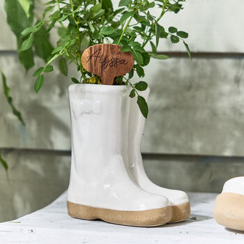 Two Personalised Welly Boots Planters Gift Set, 4 of 10