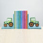 Personalised Kids Green Tractor Bookends, thumbnail 4 of 6