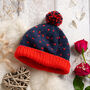 Heart Hat Easy Knitting Kit Valentines Navy, thumbnail 1 of 7