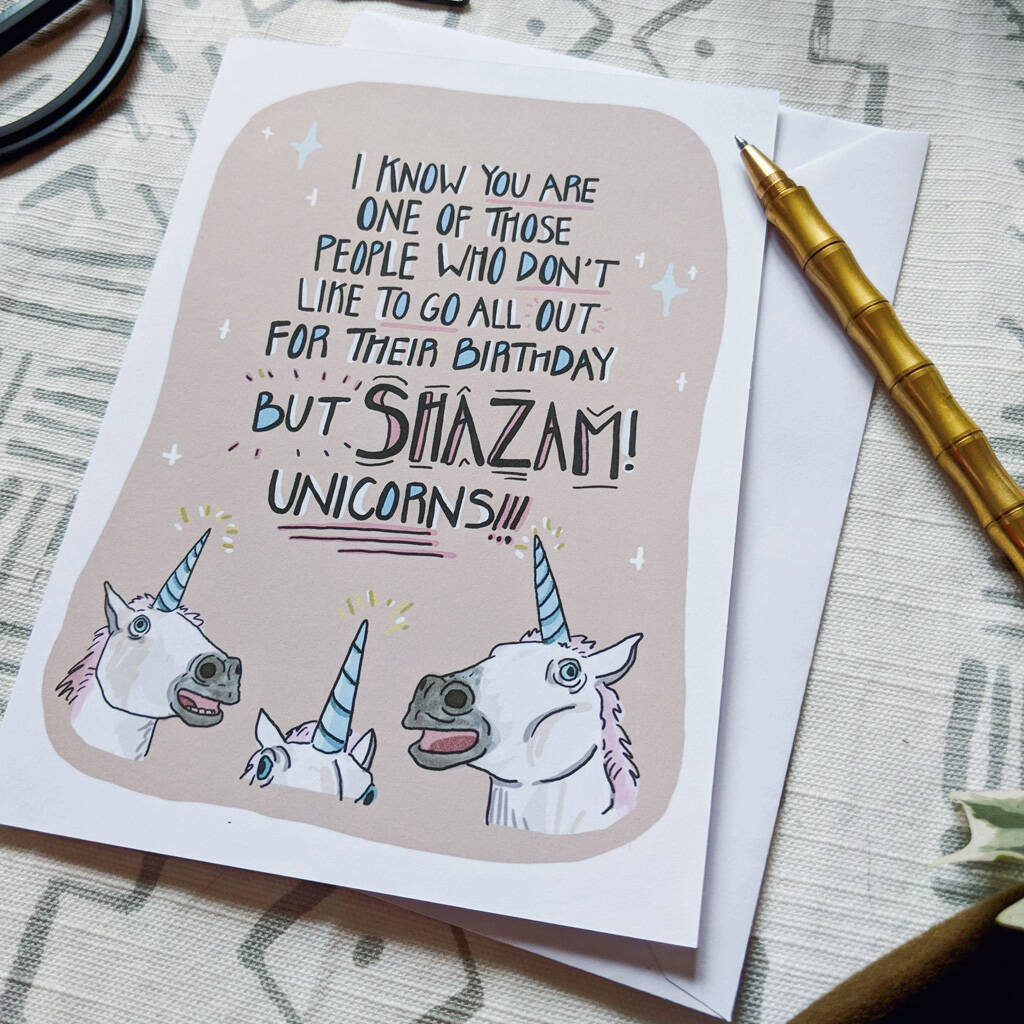 Funny Unicorn Surprise Birthday Card By Highland Honey 