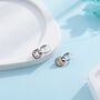 Sterling Silver Schrodinger's Cat Asymmetric Huggie Hoop Earrings, thumbnail 2 of 11