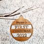 Personalised Wooden First Christmas, Keepsake Bauble, thumbnail 3 of 7