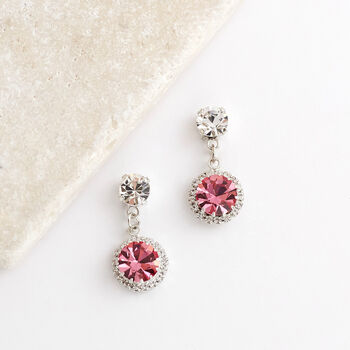 Pink Swarovski Crystal Snow Drop Earrings, 3 of 6