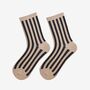 Vertical Stripe Glitter Socks In Beige / Black, thumbnail 2 of 5