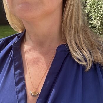 The Fan Turquoise Pendant Necklace, Gold Plated, 4 of 10
