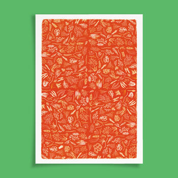 Orange Seaweed Pattern Greeting Card, 4 of 4