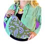 Waxed Cotton Cross Body Bag Purple Squiggles On Green, thumbnail 1 of 3