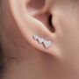 Sterling Silver Heart Crawler Earrings, thumbnail 1 of 11
