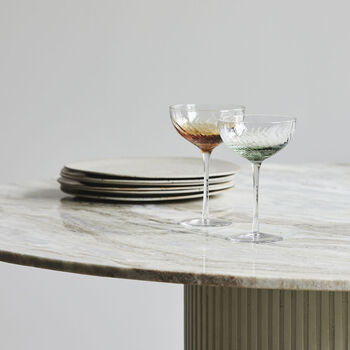 Green Ombre Swirl Champagne Cocktail Glasses Set, 2 of 6