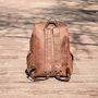 Military Style Genuine Leather Backpack In Brown, thumbnail 7 of 12