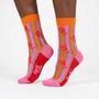 Lobster Stripes Combed Cotton Sheer Pop Socks In Pink/Red, thumbnail 1 of 4