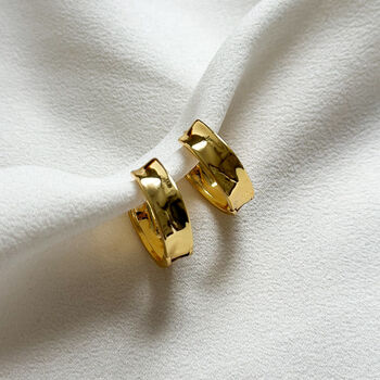 18k Gold Plated Crinkle Hoop Earrings, 5 of 5
