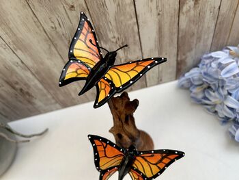 Handcrafted Monarch Butterfly Wooden Sculpture Ornament, 7 of 11