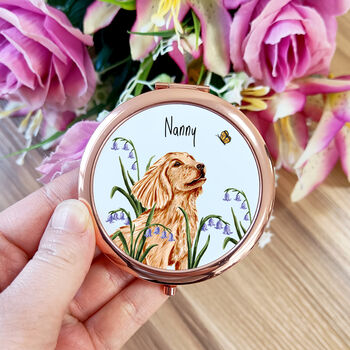 Illustrated Dog Rose Gold Compact Mirror, 7 of 8