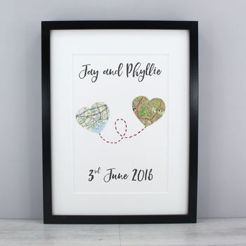 Personalised Map Heart Wedding And Anniversary Print, 8 of 12