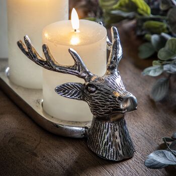 Mr Stag Silver Three Pillar Candle Holder, 2 of 2