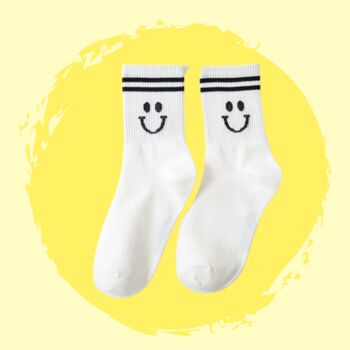 Smiley Face Two Stripe Sock Letterbox Gift Five Pairs, 3 of 8