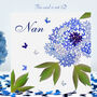 Birthday Nan Butterfly Blue Peony Butterflies Card, thumbnail 1 of 11
