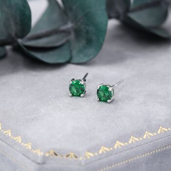 Emerald Green Three Four Five And 6mm Cz Stud Earrings, 2 of 12