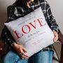 Personalised 'Love Across The Miles' Locations Cushion, thumbnail 1 of 3