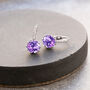Purple Crystal Drop Huggie Statement Earrings, thumbnail 2 of 3
