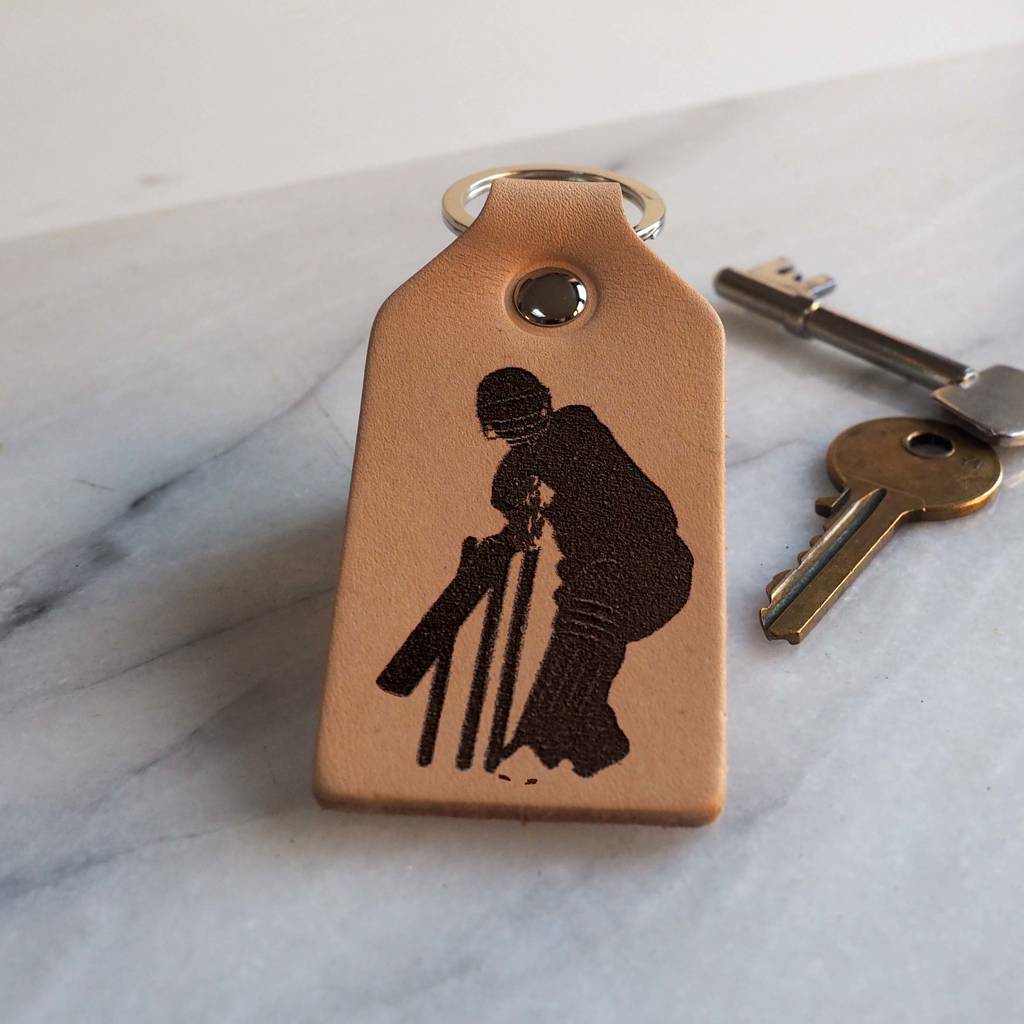 Image of Cricket Lover's Leather Keyring